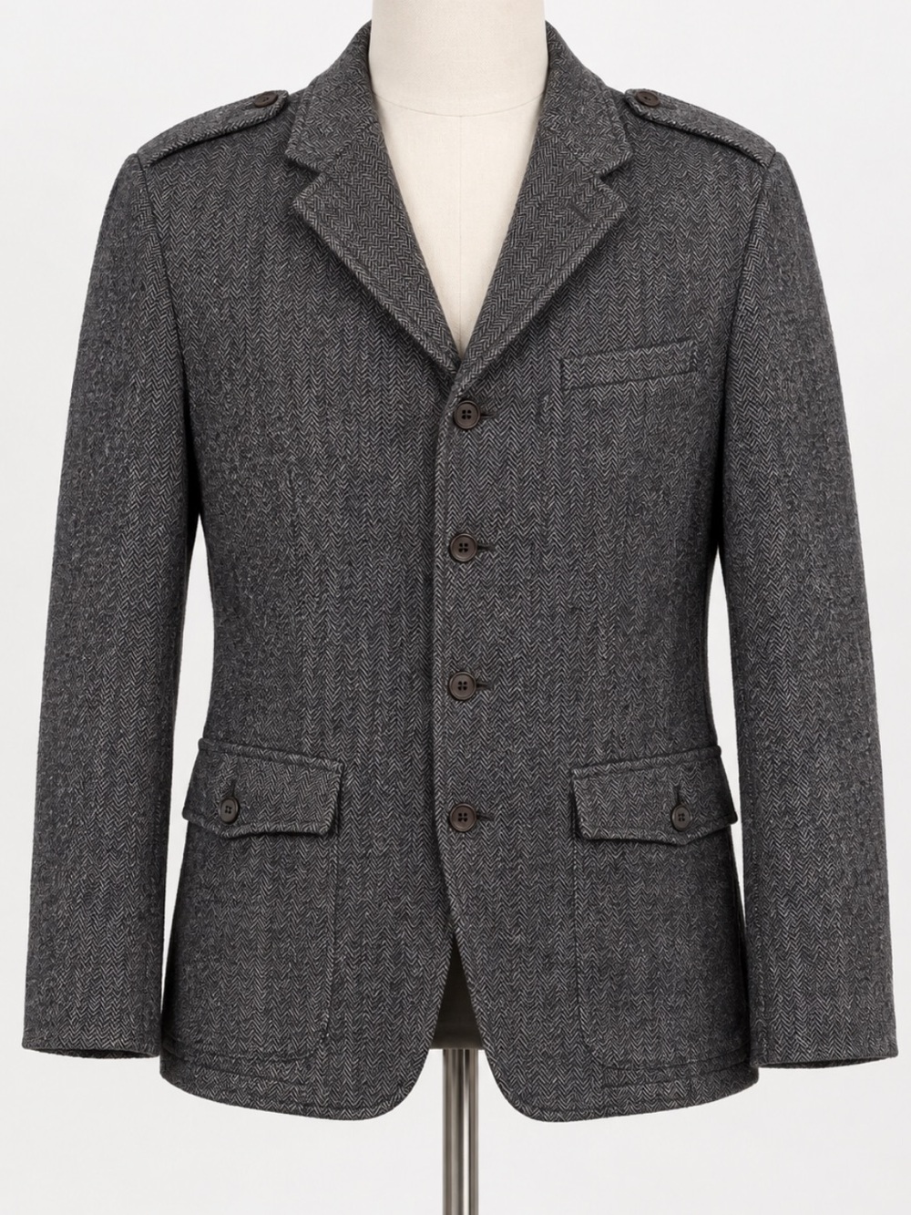 Banana Republic Tailored Fit Men's Gray Herringbone Wool Blazer Size 40R